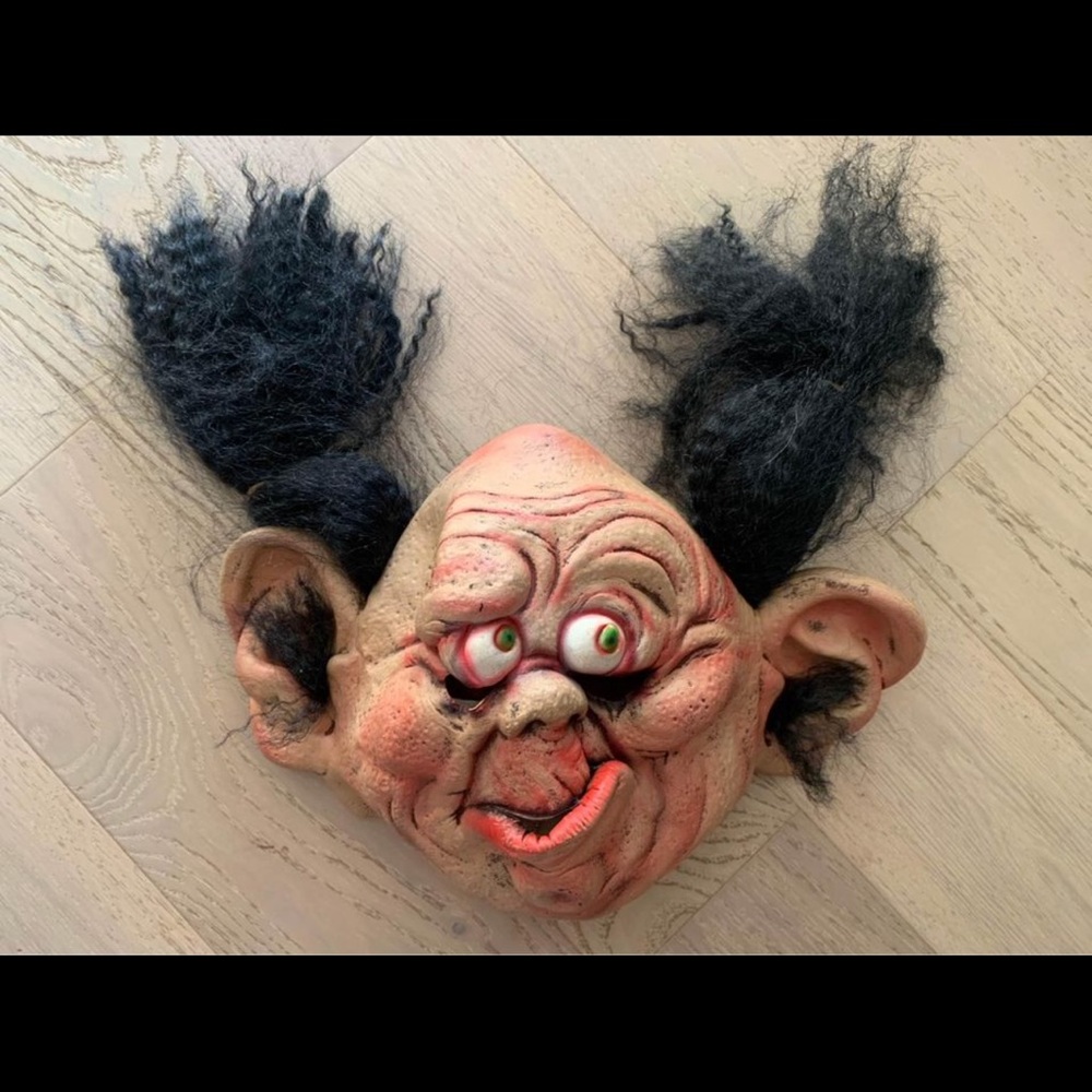 Paper Magic Group Ugly Troll Hairy Adult Rubber Goofy Halloween Mask Vtg 2001
